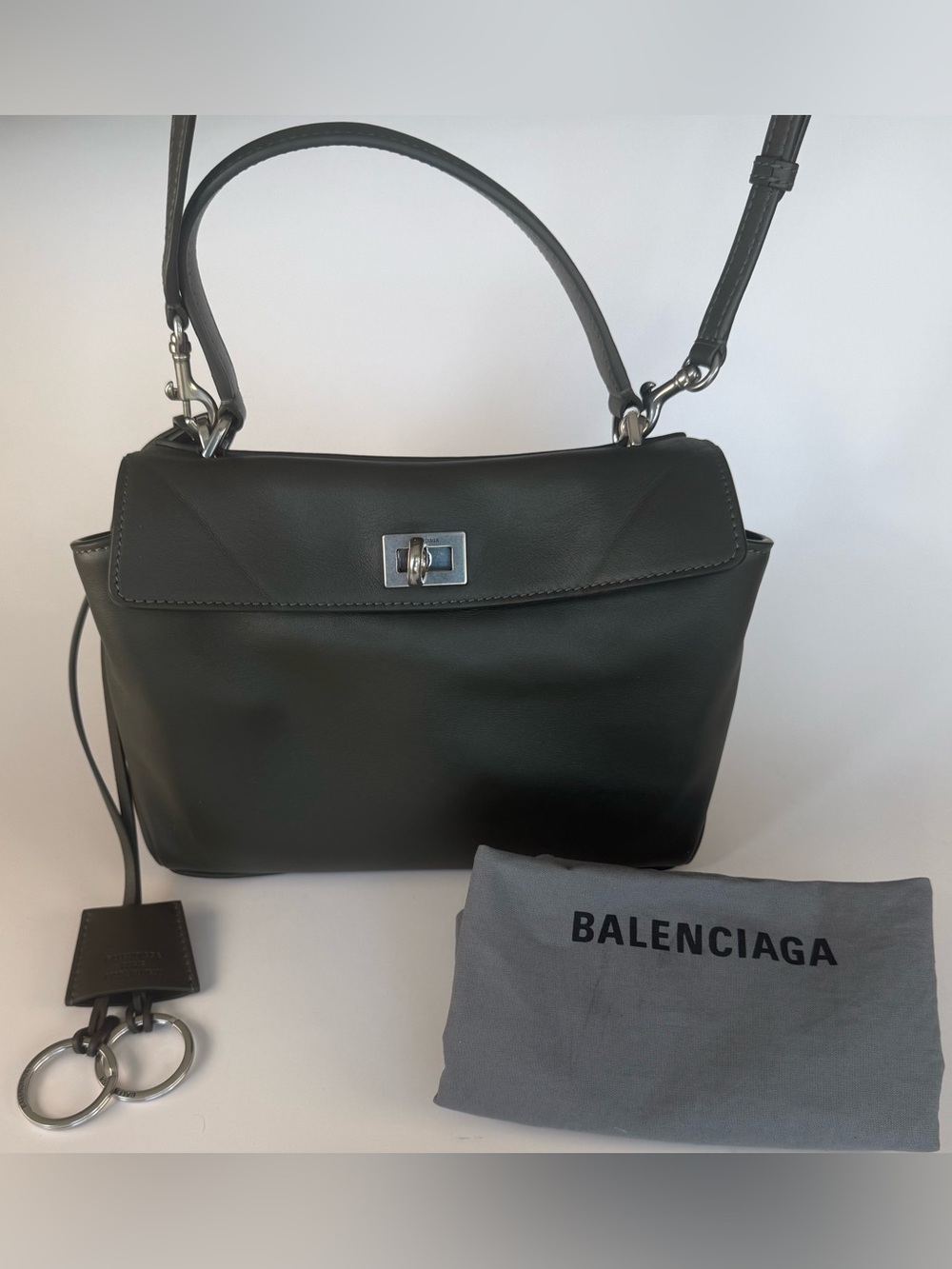 BALENCIAGA MINI KHAKI RODEO SMOOTH CALFSKIN LEATHER HANDBAG - LIKE NEW